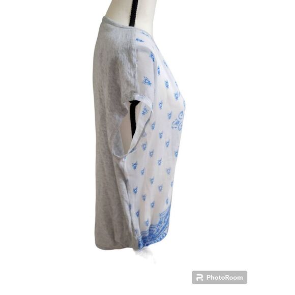 Vince Camuto Mixed Media Sheer Side Tie Blouse Size L - Picture 2 of 6